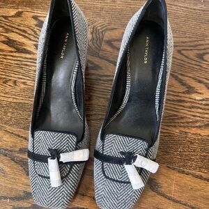 Ann Taylor Black and White Herringbone Heels